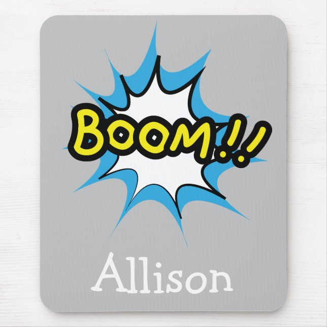 Retro Comic Book Grey Boom Mouse Pad (Front)