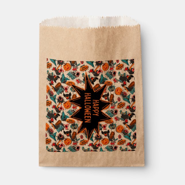 Retro Comic Book Halloween Favour Bags (Front)