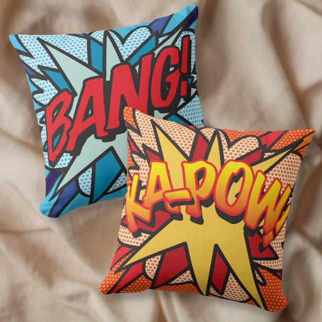 Retro Comic Book Pop Art BANG KA-POW  Cushion (Creator Uploaded)