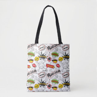 Retro Comic Book Pop Art Graphic Canvas Tote Bag