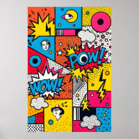 Retro Comic Book POW WOW - Modern Abstract Pop Art