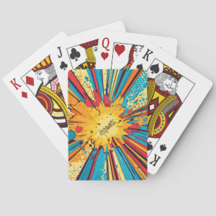 Retro Comic Book Yellow Explosion Pop Art Playing Cards