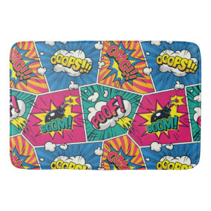 Retro Comic Colourful Pop Art Pattern Bath Mat