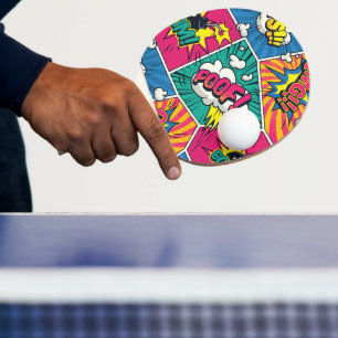 Retro Comic Explosion: Vibrant Pop Art Ping Pong Paddle