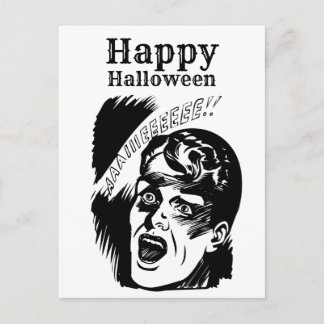 Retro Comic Man Scream Custom Text Halloween Postcard