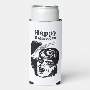 Retro Comic Man Scream Custom Text Halloween Seltzer Can Cooler