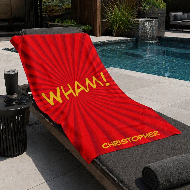 Retro Comic Pop Art Custom Name Beach Towel (Creator Uploaded)