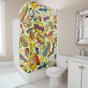 Retro Comic Pop Art Shower Curtain
