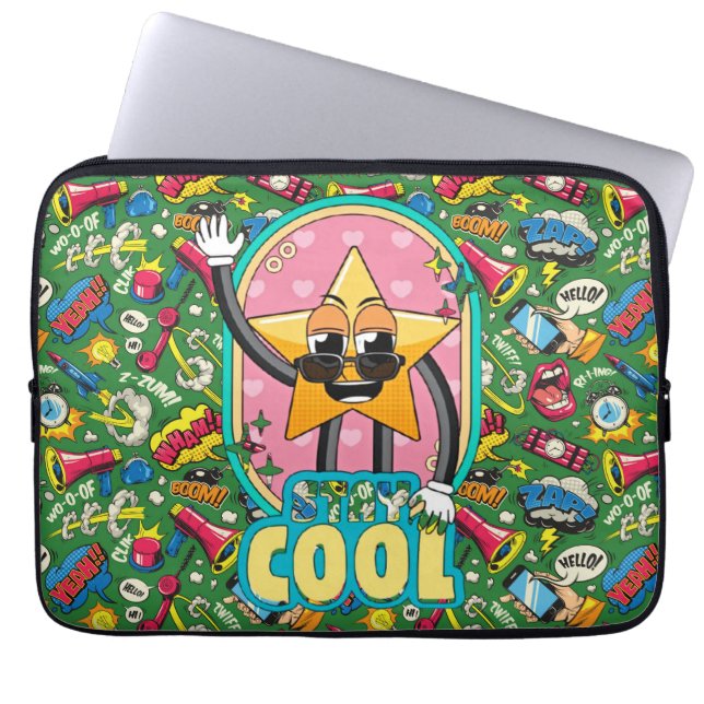 Retro Comic Pop Star Laptop Sleeve (Front)