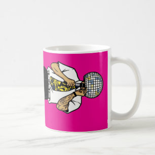 Retro Comic Singer Faceted Disco Ball Head Coffee Mug
