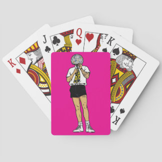Retro Comic Singer Faceted Disco Ball Head Playing Cards