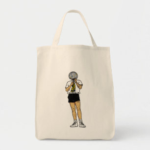 Retro Comic Singer Faceted Disco Ball Head Tote Bag
