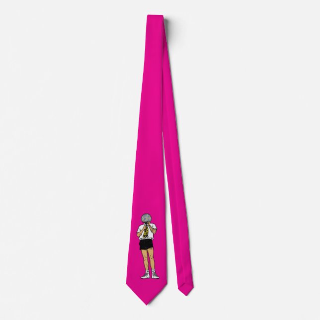 Retro Comic Singer Faceted Disco Sphere Head Graph Tie (Front)