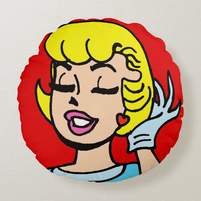 Retro Comic Strip Beauty Round Pillow (Front)