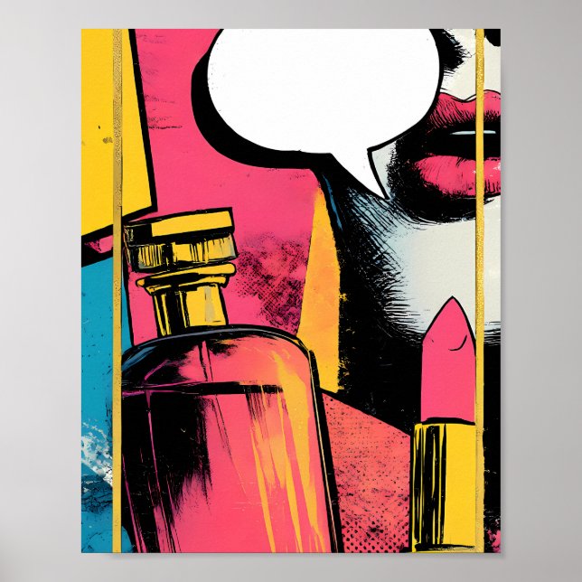 Retro Comic Style: Gold Glamour Pop Art Panel Poster (Front)