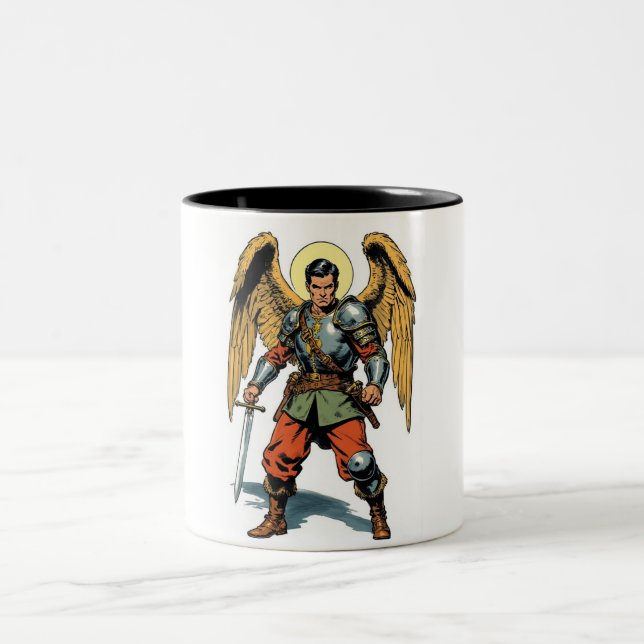 Retro Comic Style St Michael Coffee Mug (Center)