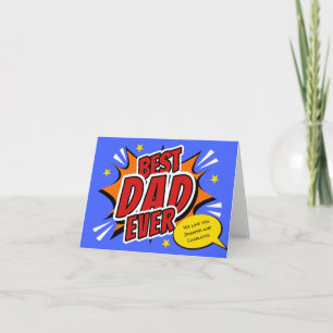 Retro Comic Superhero Best Dad Ever Thank You Card