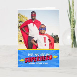 Retro Comic Superhero Custom Photo Father's Day Thank You Card
