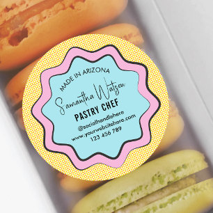 Retro Comic Trendy Fun Colourful Cafe Bakery Chef Classic Round Sticker