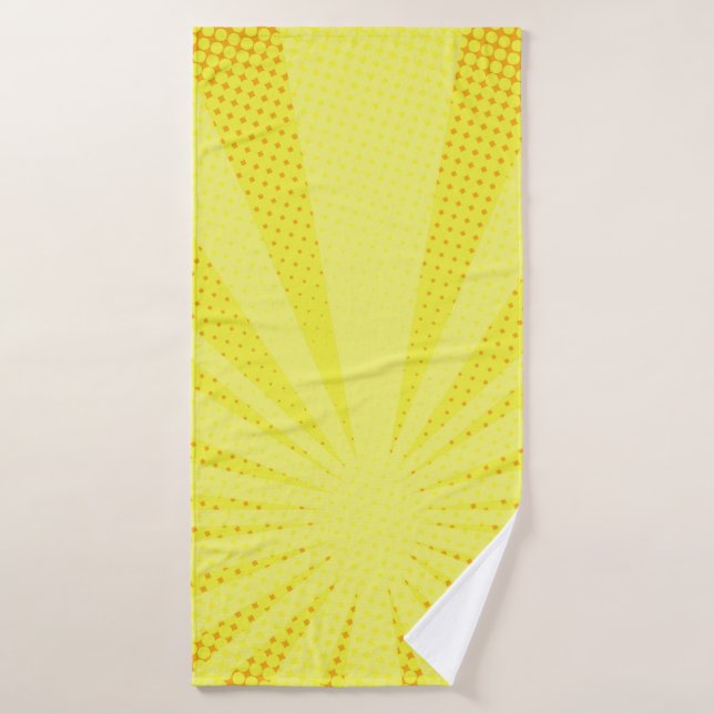 retro comic yellow background raster gradient half bath towel (Bath Towel)