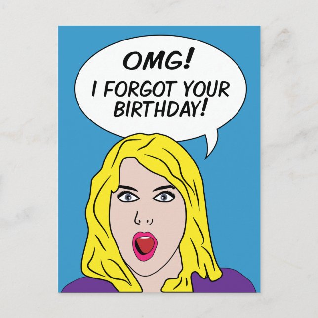 RETRO COMICS belated birthday postcard (Front)