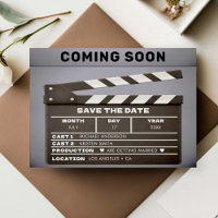 Retro Coming Soon Movie Film Clap Board Wedding