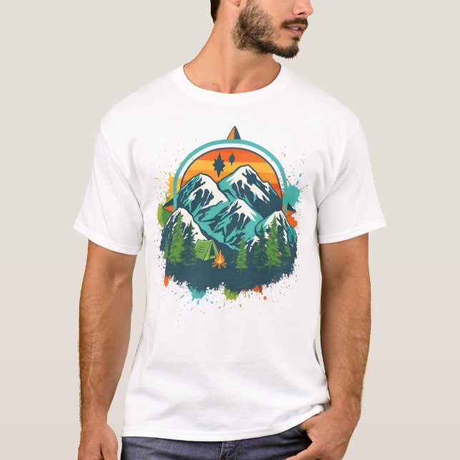 Retro Compass Adventure Tee for Nature Lovers (Front)
