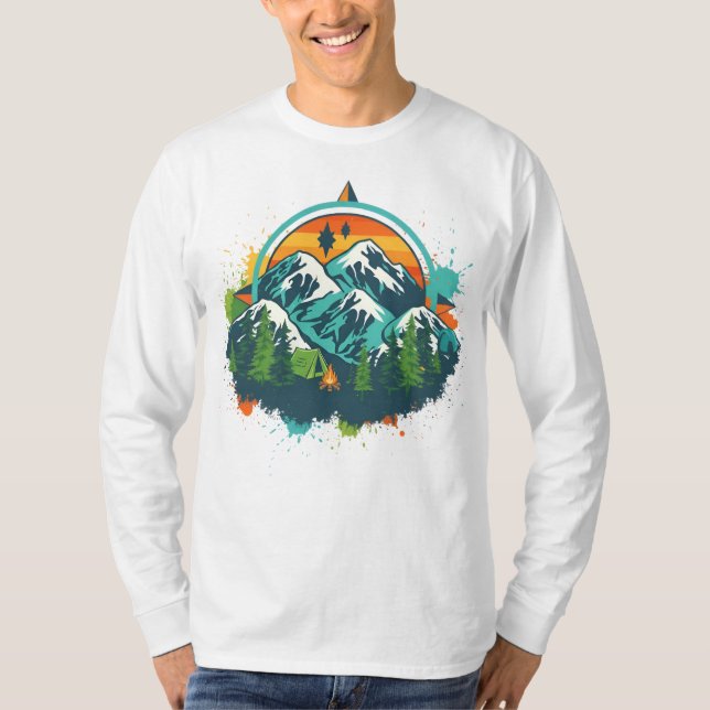 Retro Compass Adventure Tee for Nature Lovers (Front)