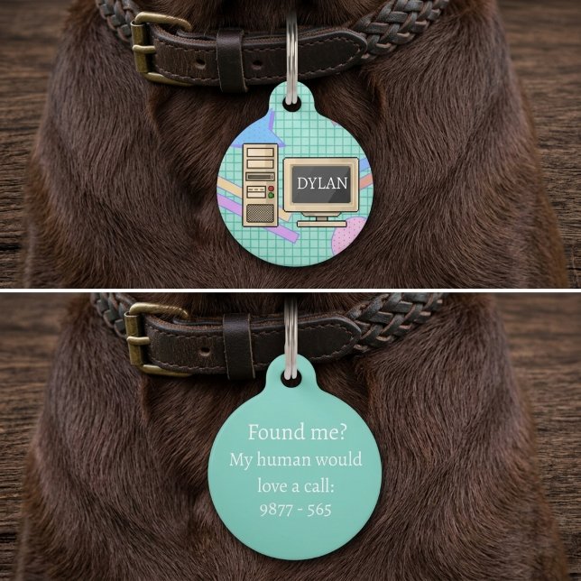 Retro Computer ‘90s Vibes Tech Pet ID Tag (Creator Uploaded)