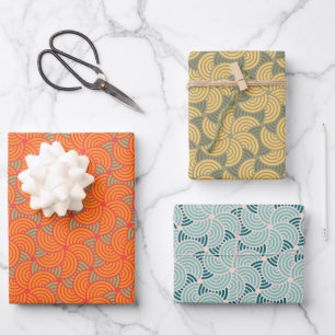 Retro Concentric Circle Pattern Wrapping Paper Sheet