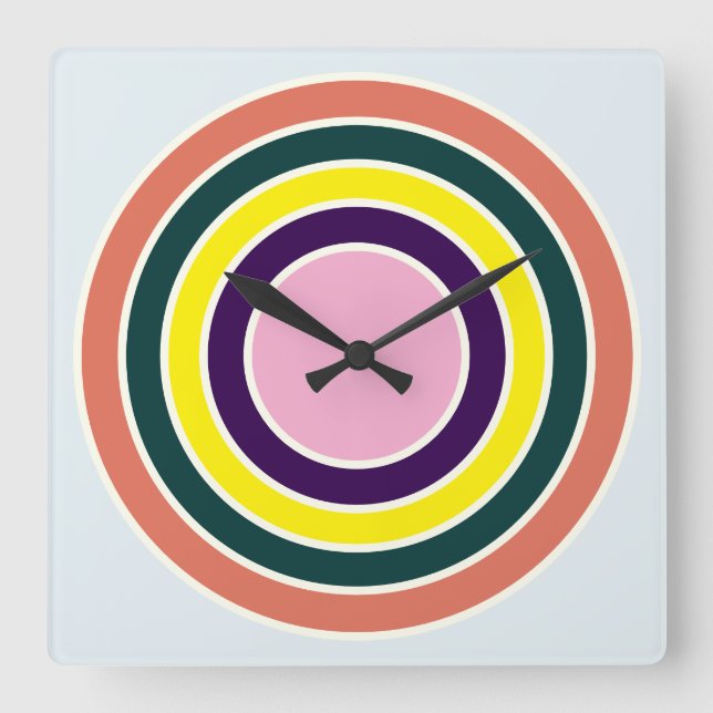 Retro Concentric Circle Pop Art Wall Clock (Front)