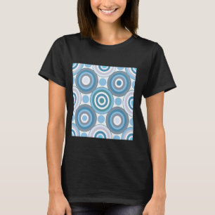 Retro Concentric Circles Geometric Pattern Blue an T-Shirt