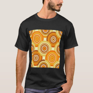 Retro Concentric Circles Geometric Pattern Orange T-Shirt