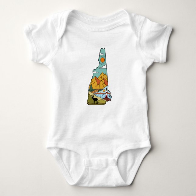 Retro Concord New Hampshire White Mountain Baby Bodysuit (Front)
