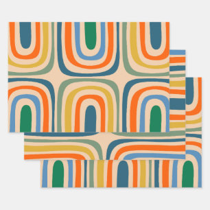Retro Confaab Boho Abstract Colourful Pattern  Wrapping Paper Sheet