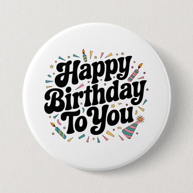 Retro Confetti Birthday 7.5 Cm Round Badge (Front)