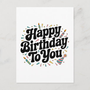 Retro Confetti Birthday Announcement Postcard