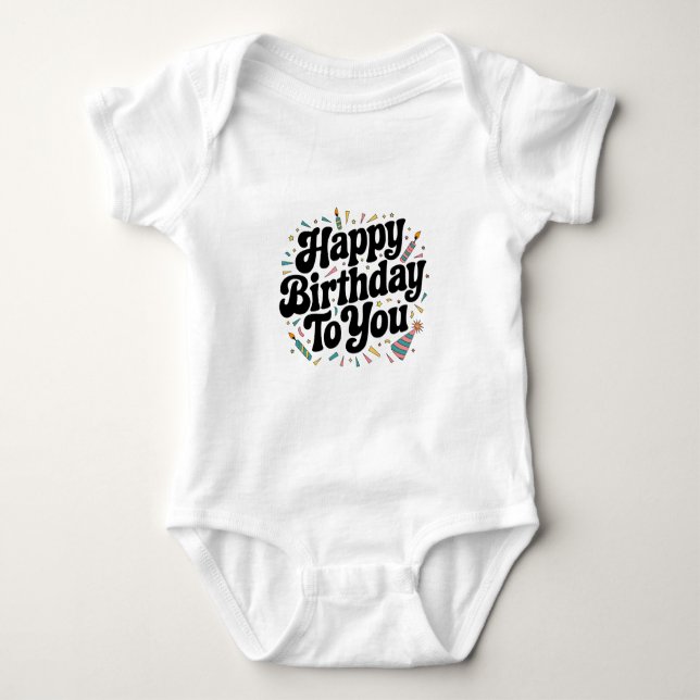 Retro Confetti Birthday Baby Bodysuit (Front)