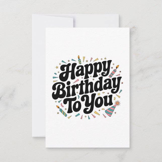Retro Confetti Birthday Card (Front)