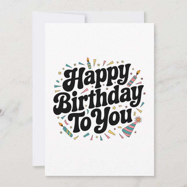 Retro Confetti Birthday Holiday Card (Front)