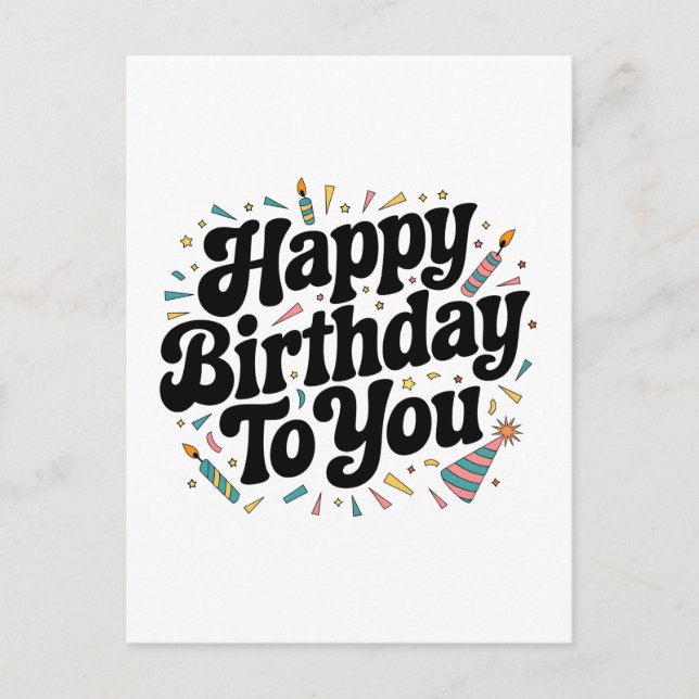 Retro Confetti Birthday Invitation Postcard (Front)