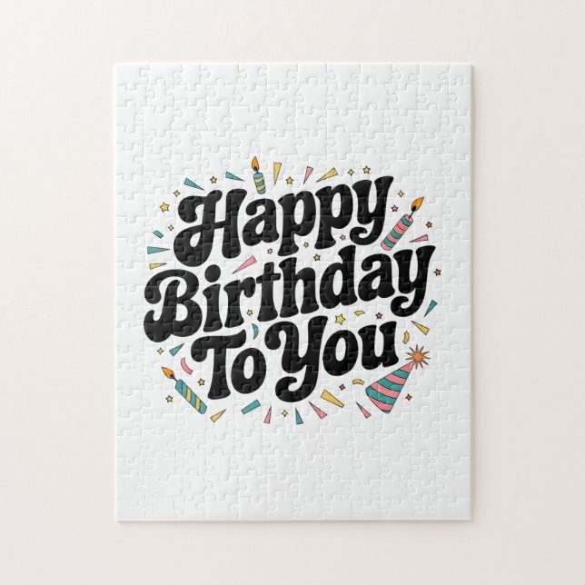 Retro Confetti Birthday Jigsaw Puzzle (Vertical)