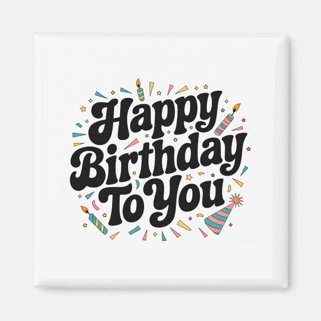 Retro Confetti Birthday Magnet (Front)