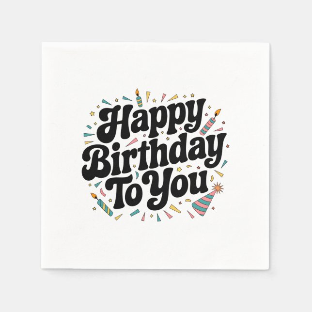 Retro Confetti Birthday Napkin (Front)