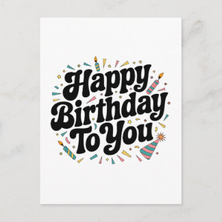 Retro Confetti Birthday Postcard