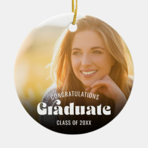 Retro Congratulations Graduate Class of 2026 Photo Ceramic Tree Decoration