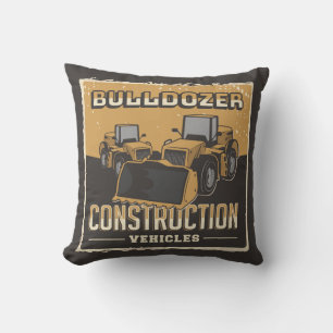 Retro Construction - Bulldozer Throw Pillow