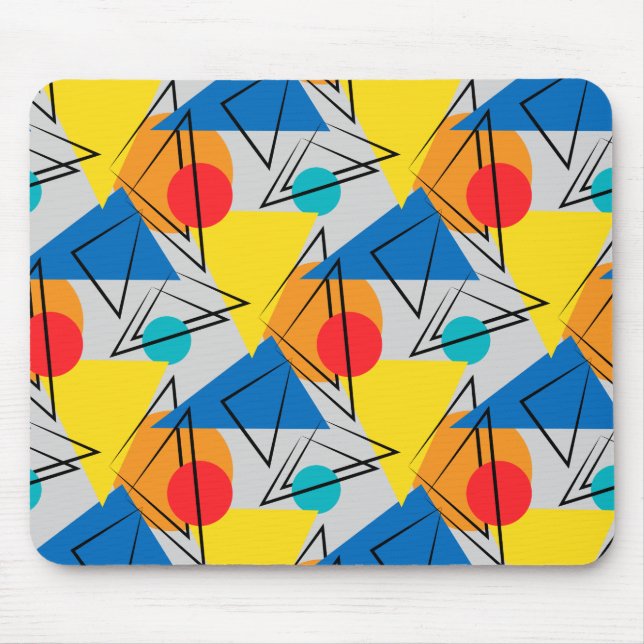Retro Contemporary Geometric Colorful Pattern Mouse Pad (Front)