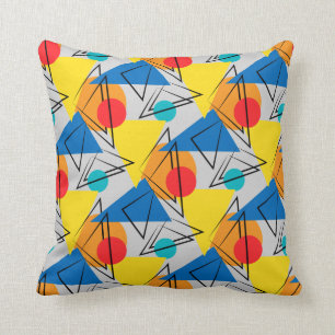 Retro Contemporary Geometric Colourful Pattern Cushion