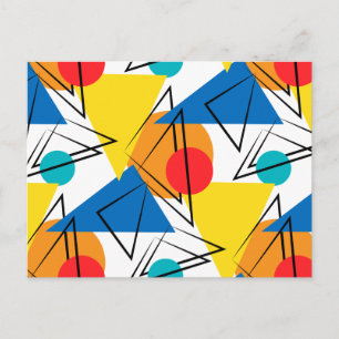 Retro Contemporary Geometric Colourful Pattern Postcard